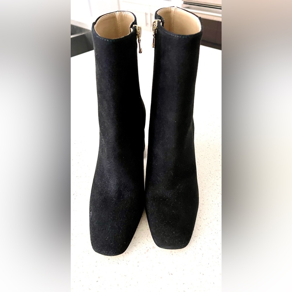Ann Taylor Black suede leather Ankle Booties 3” heel